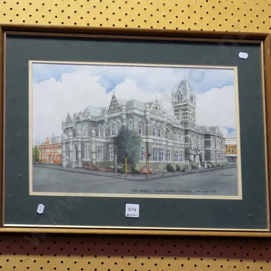 framed watercolour - Dunedin Law Courts
