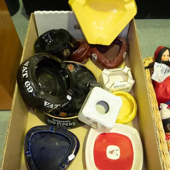 box of promotional ashtrays