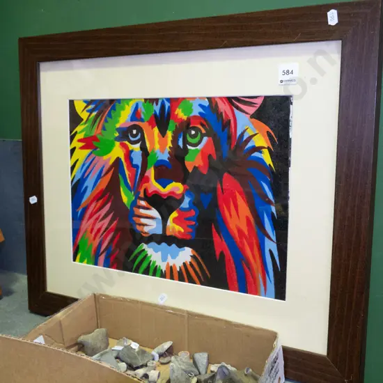 framed watercolour - lion