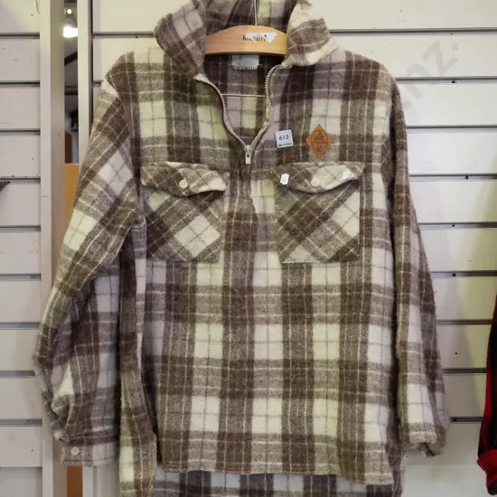 brown checked bush shirt - unknown size