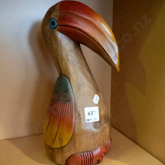 carved wooden bird figurine H-300