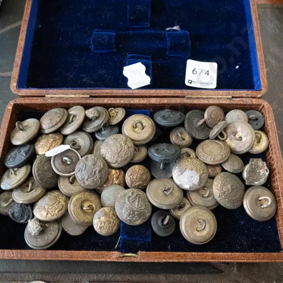 box of military buttons