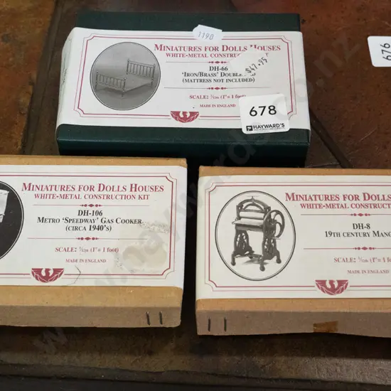 3 miniature yet to assembled doll's house kit sets