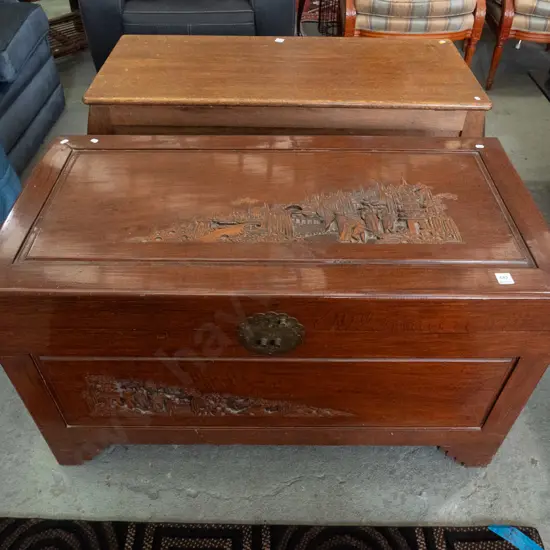 carved camphorwood chest - no key
