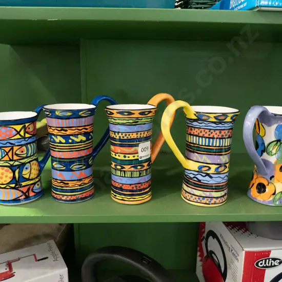 5x studio pottery coffee mugs