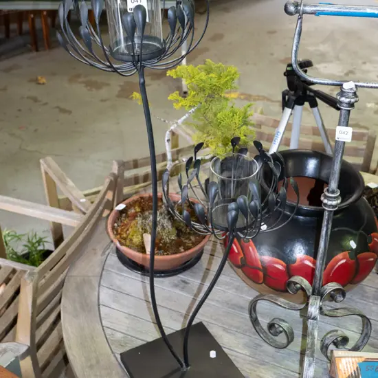 wrought metal plant themed tea light candelabra H-800