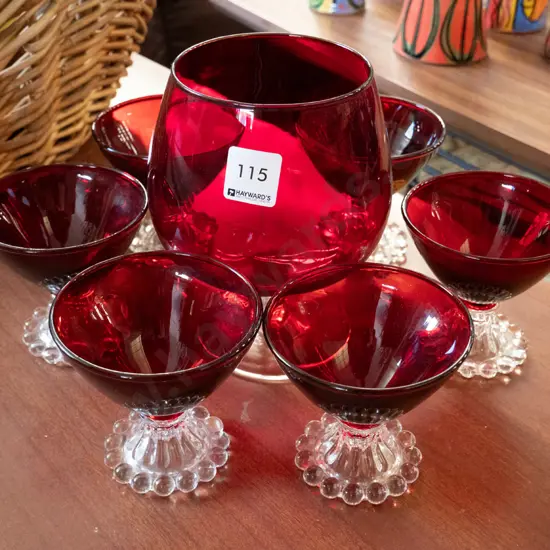 ruby glass sweet set