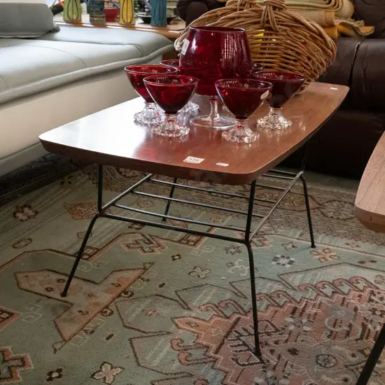 mid-century formica top, metal leg coffee table