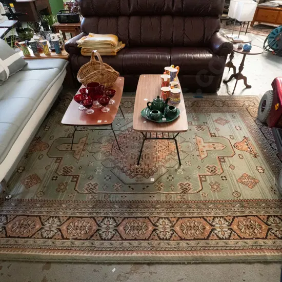 green and brown floor mat - some stains L-2800 W-1820