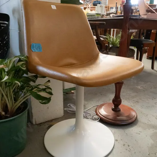 retro vinyl mustard upholstered pedestal swivel chair