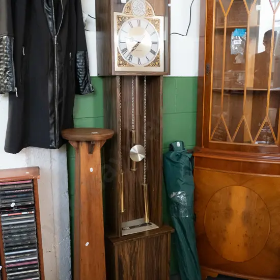 mdf faux wood veneer Tempust Fugit long cased quartz clock H-1760 