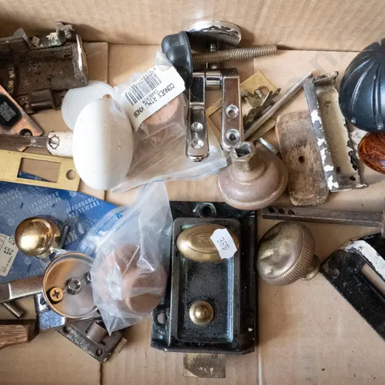 box; vintage door hardware etc