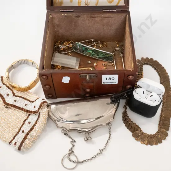 jewellery box, change purses, belt buckles, kilt pins, ear buds etc