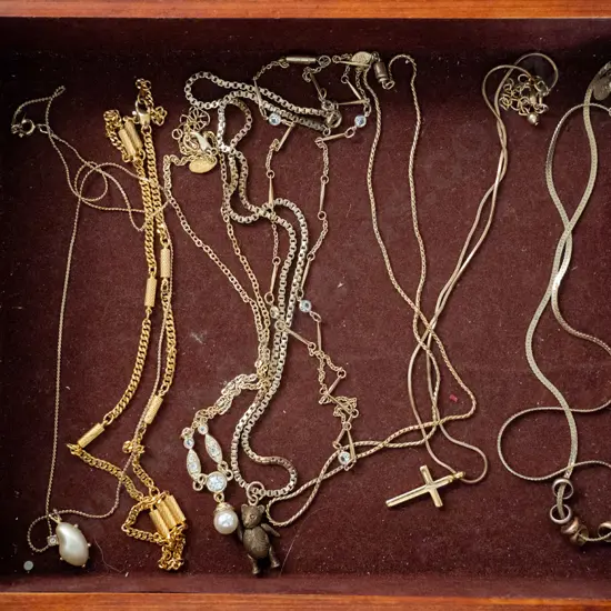 jewellery box; necklaces, pendants