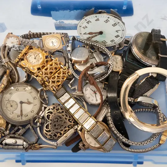 box of watches and parts
