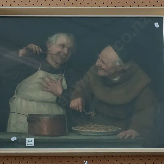 framed print - cooking monks