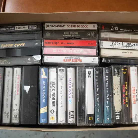 box of tape cassettes