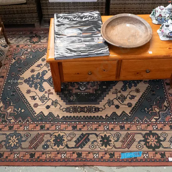 acrylic blue & red geometric designed floor mat L-2240 W-1670