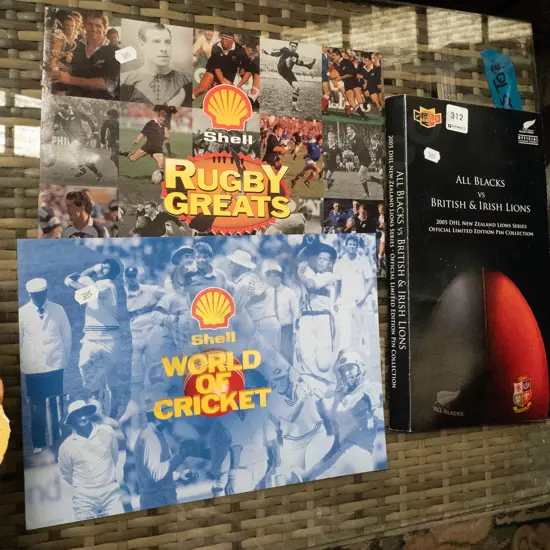2x Shell sports collector card albums, All Blacks - British Lions