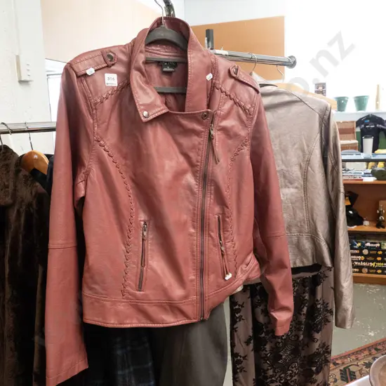size M ladies maroon vinyl jacket
