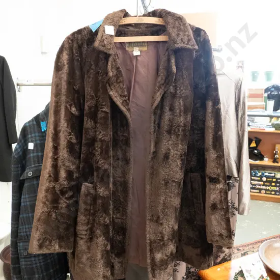 ladies brown faux fur jacket