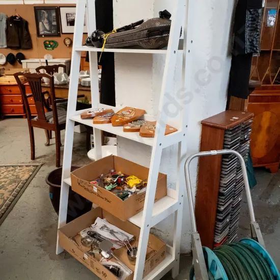 white painted mdf asymetrical shelf unit H-1510 W-630 D-380