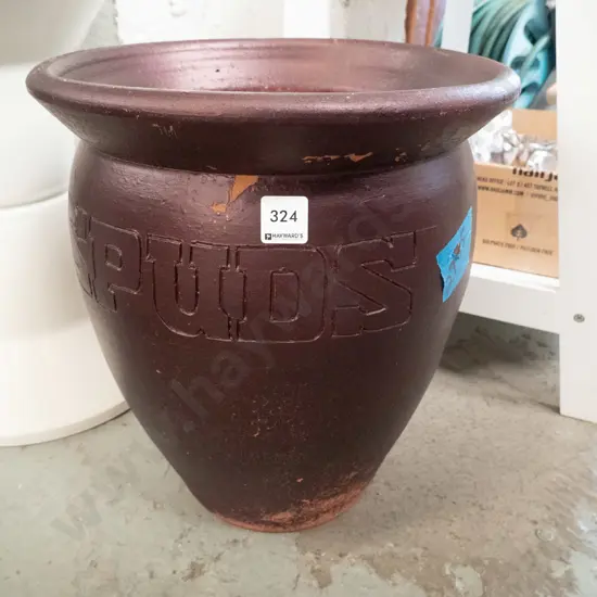 purple painted terracotta glazed garden planter H-360