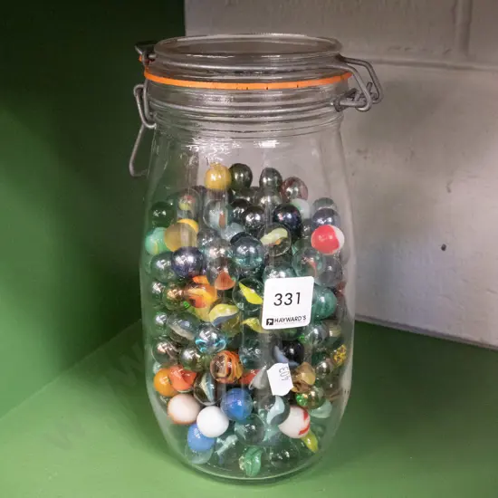 glass jar of marbles