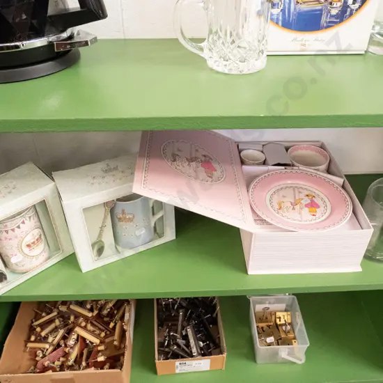 boxed cup & teaspoon set, child's breakfast set etc