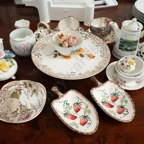 ceramic floral spray, small Naseby teapot, plate stand etc