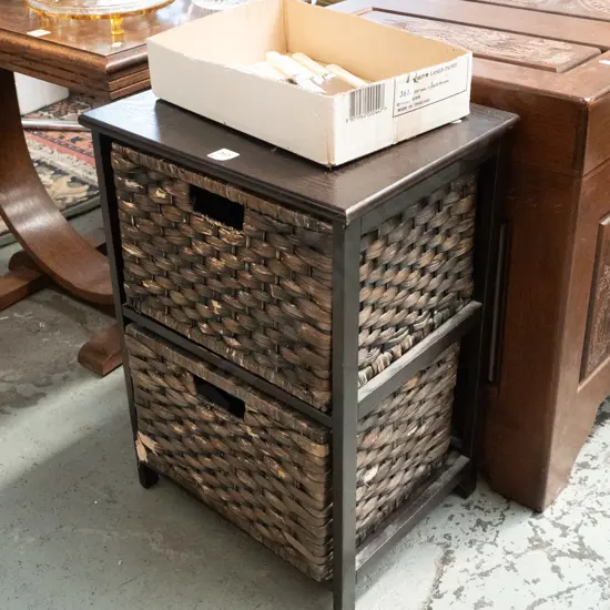 wood & seagrass 2 drawer chest