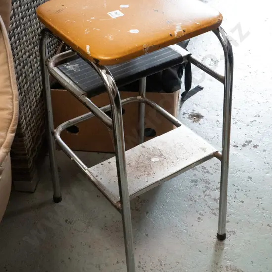 orange vinyl top kitchen step stool - paint and stains