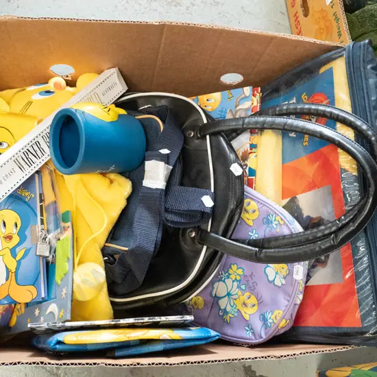 box of Tweetie Bird collectables