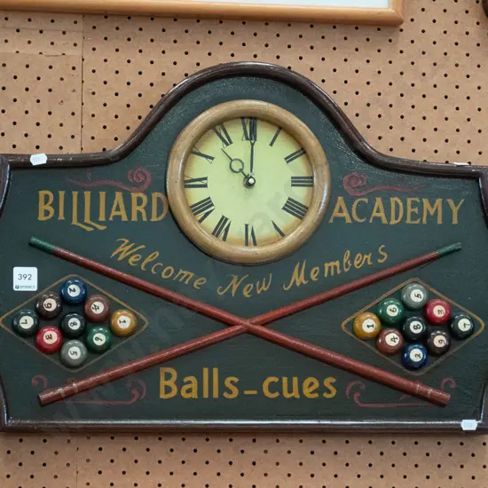 3D billiard academy themed wall clock
