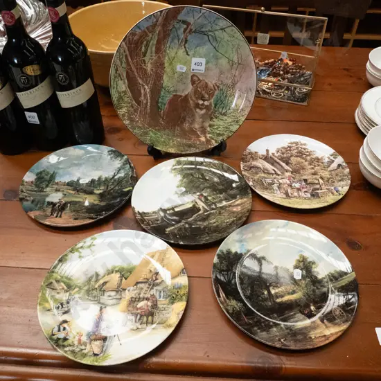 Doulton lioness plate, 5x Doulton countryside themed plates
