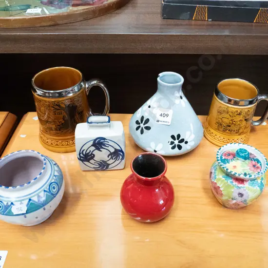 beer mugs, vases, honey pot etc