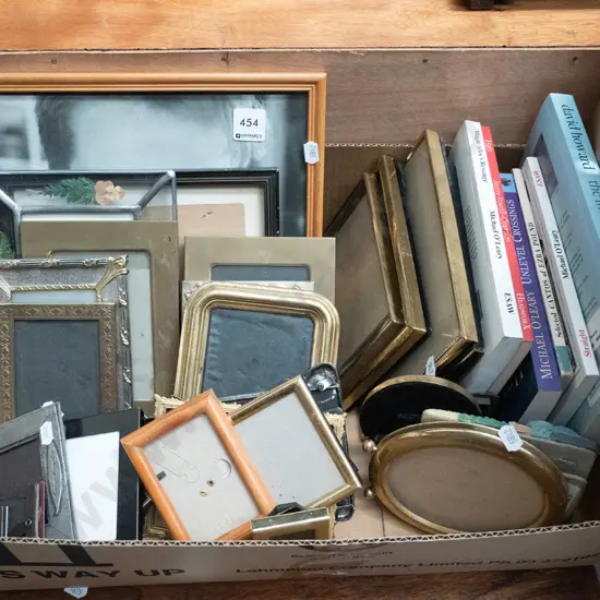 box; books, photo frames