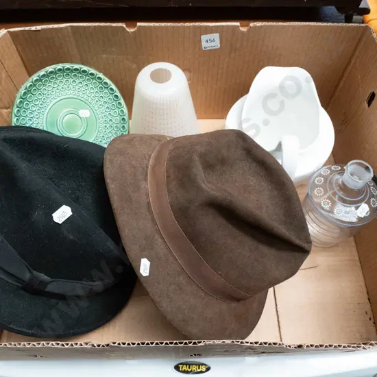 box; hat, light fitting, jug etc