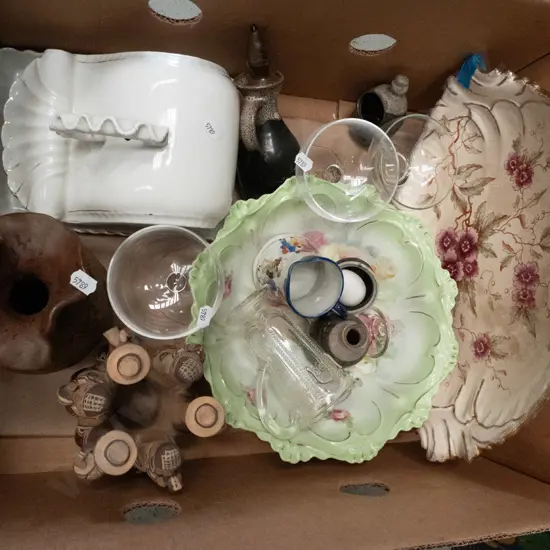 box; ornate bowls, dishes, cheese dish, vases etc