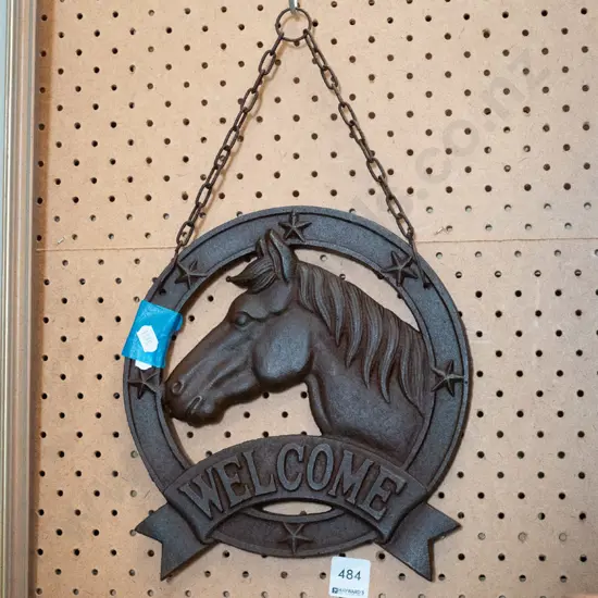 cast iron horse themed Welcome sign