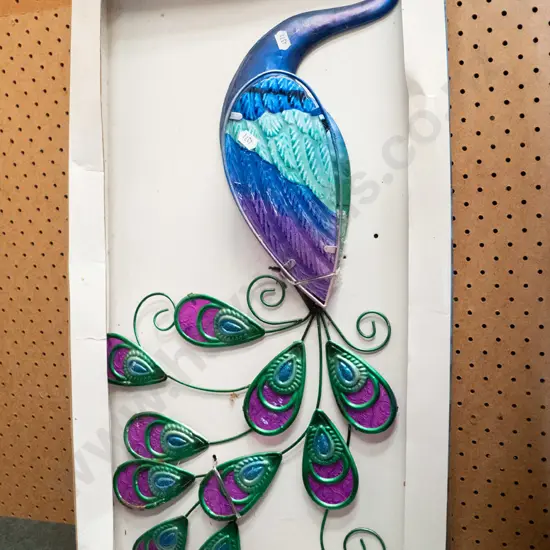 pressed metal peacock wall art