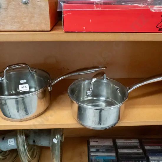 2x stainless glass lidded pots