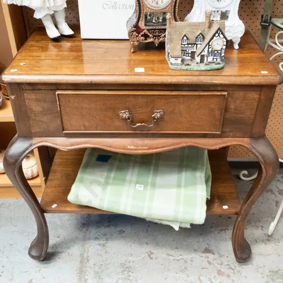 heavy mahogany cab leg hall table with single drawer H-760 W-750 D-400