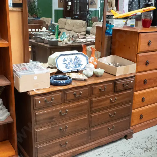 mahogany and rimu 10 drawer mirror back dresser H-1550 W-1200 D-430