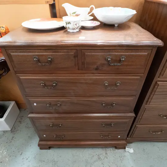 mahogany and solid wood 6 drawer chest on chest H-950 W-730 D-420