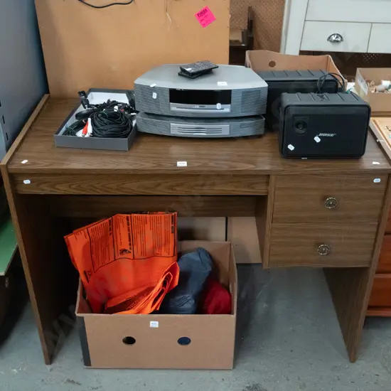 mdf faux wood veneer 2 drawer study desk H-7606 W-1035 D-490