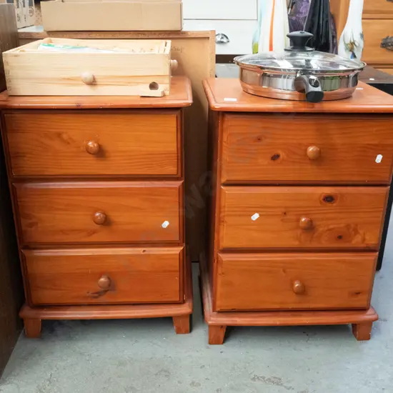 2x solid pine 3 drawer bedside cabinets