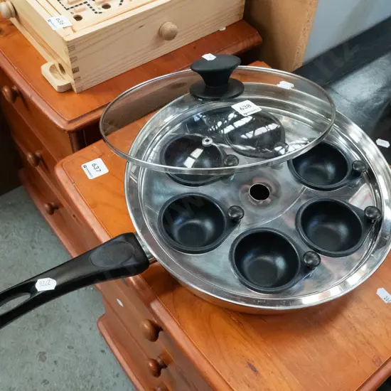 stainless steel glass top frying pan/egg poacher