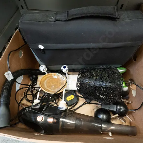 box; satchel, coat hooks, tape measure etc