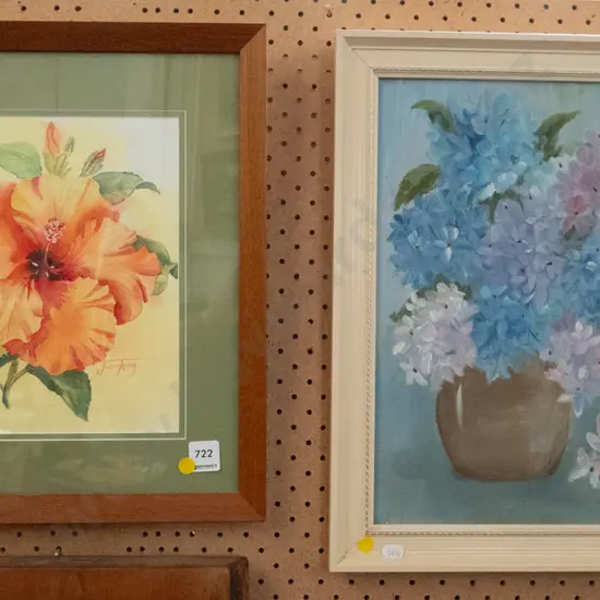 framed watercolour, framed Robina Templeton oil -flowers
